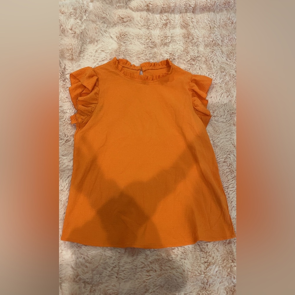 SHEIN Orange Tank Top Blouse Ruffle Sleeve Size Small (4)